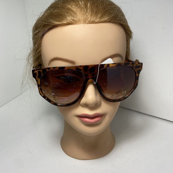 Kleo Plastic Oversized Flat Top Avaitor Fashion Sunglasses Brown Gold Lion Gafas - Picture 4 of 11
